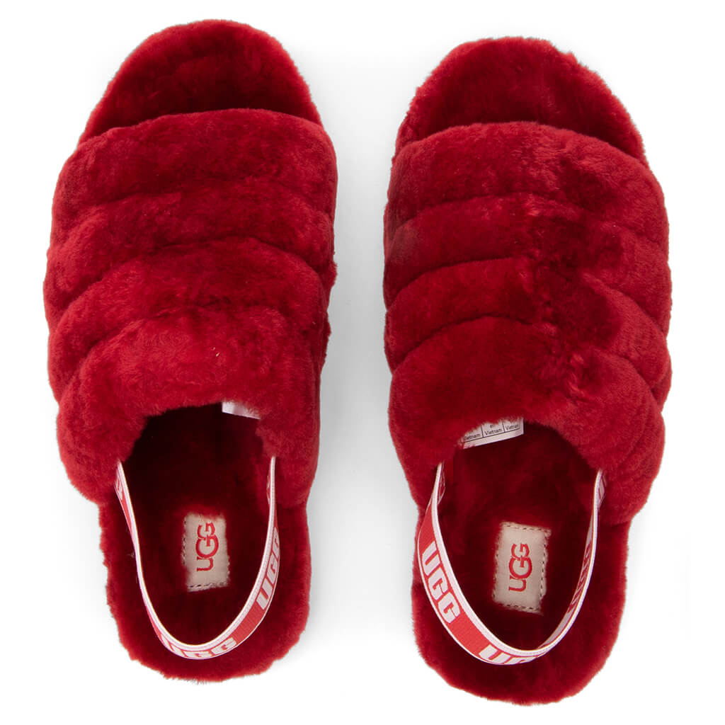 UGG 1098494K Fluff Yeah Slides Samba Red Kid's top SZ 4