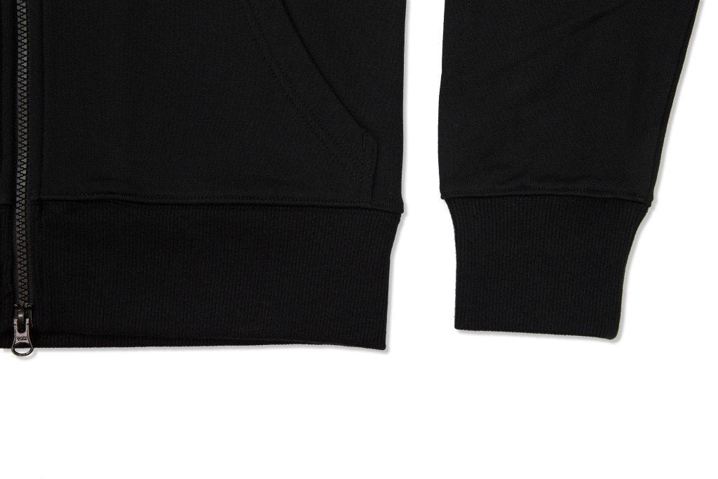 Ruffle Hoodie Zip-Up Black