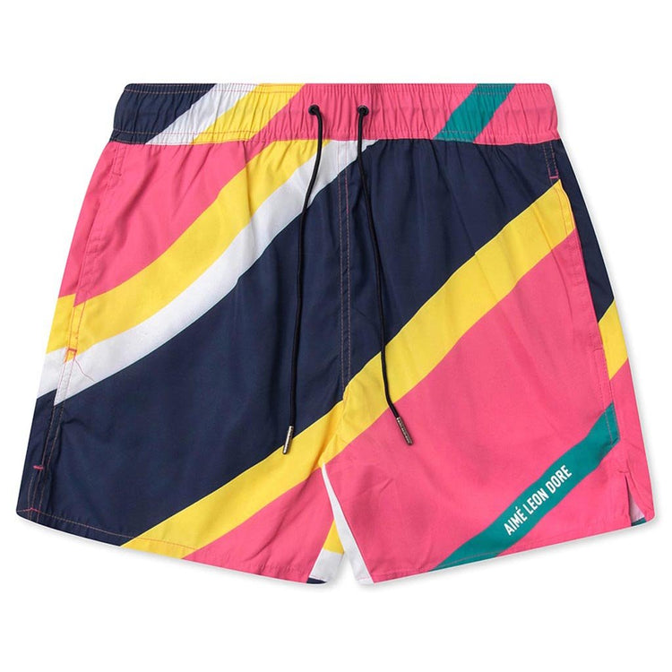 Aqua Micro Stripe Swim Trunks