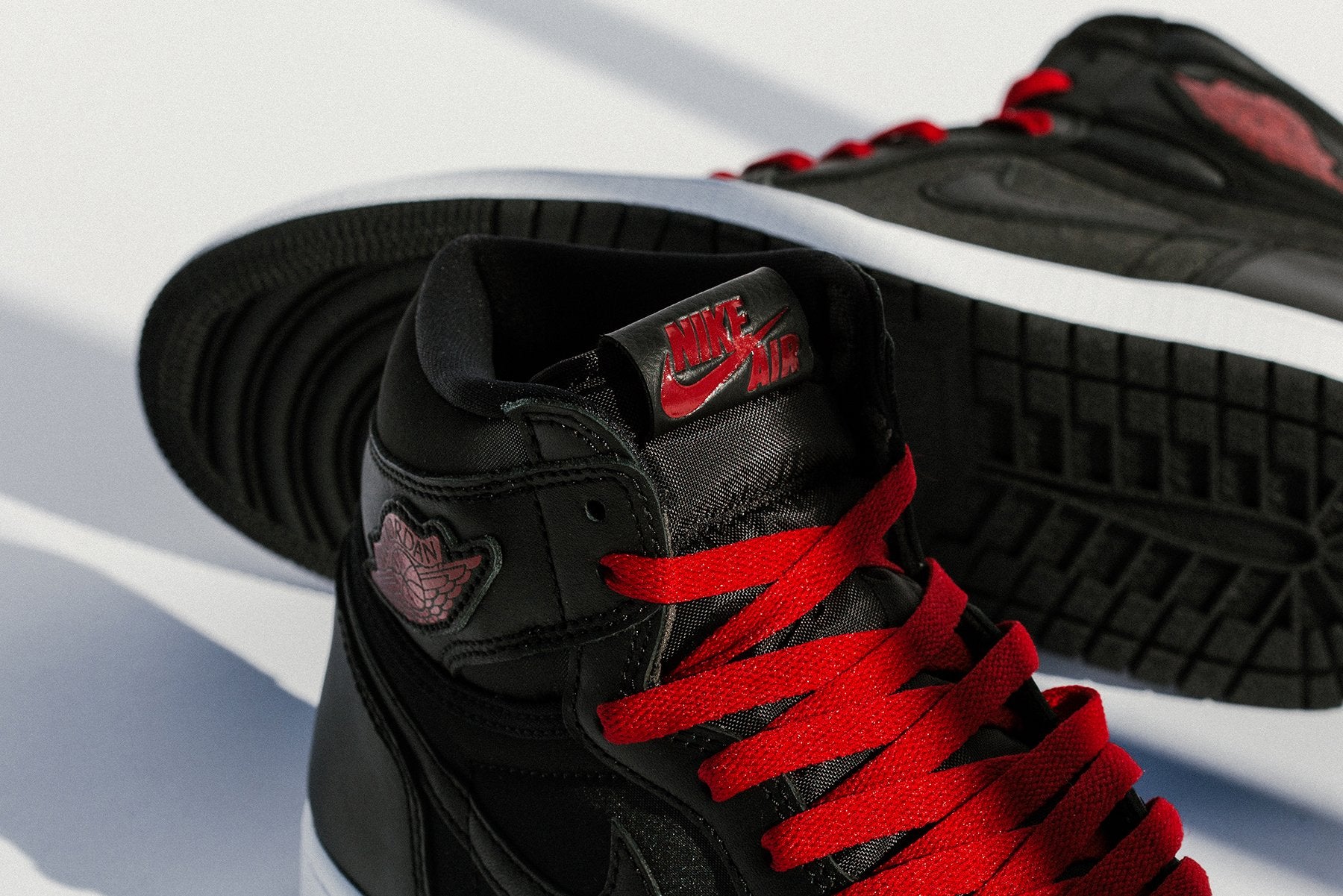 Air 1 Retro High OG “Black Satin” - Black/Metallic Silver/Gym Red – Feature