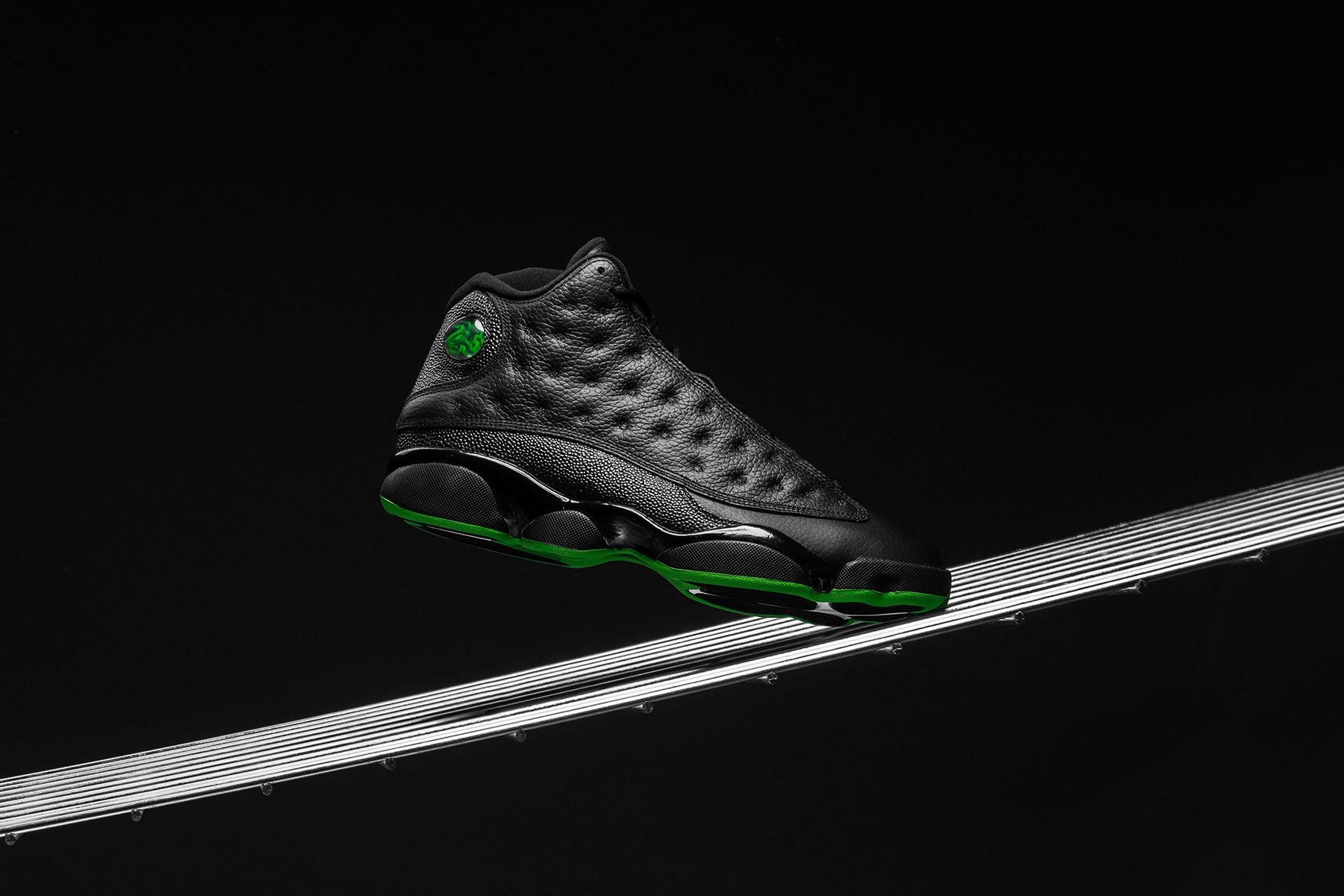 jordan retro 13 black and lime green