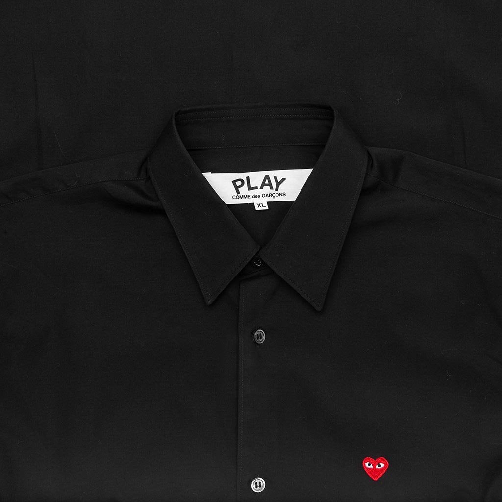 Comme des Garcons Play Small Black Emblem Button Up Shirt Black