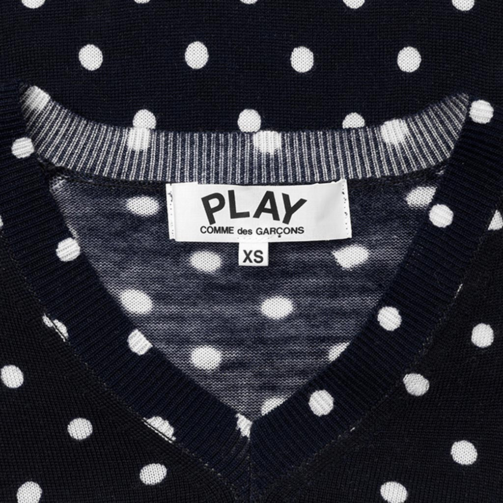Womens Polka Dot Sweater - Navy – Feature