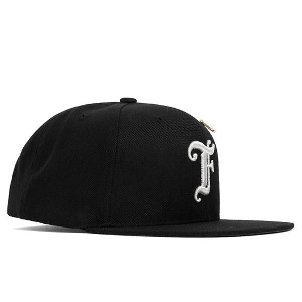 Old English F Snapback Hat w/ Pin - Black/Silver – Feature