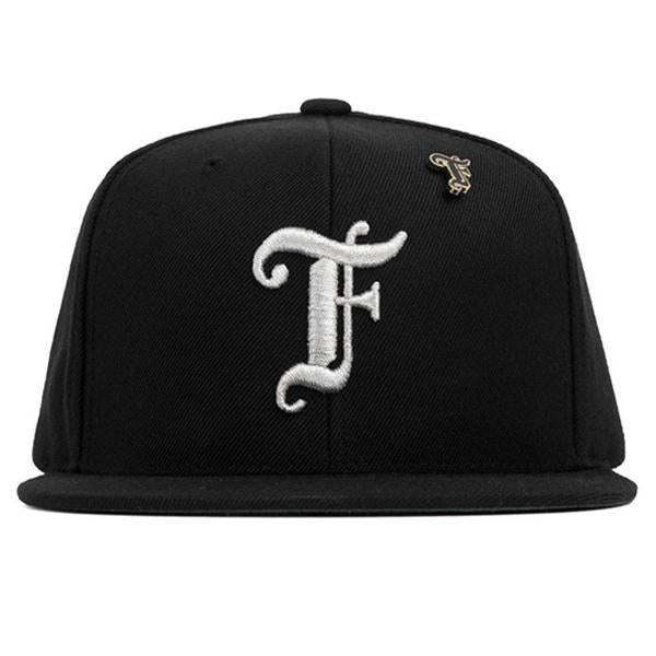 Old English F Snapback Hat w/ Pin - Black/Silver – Feature