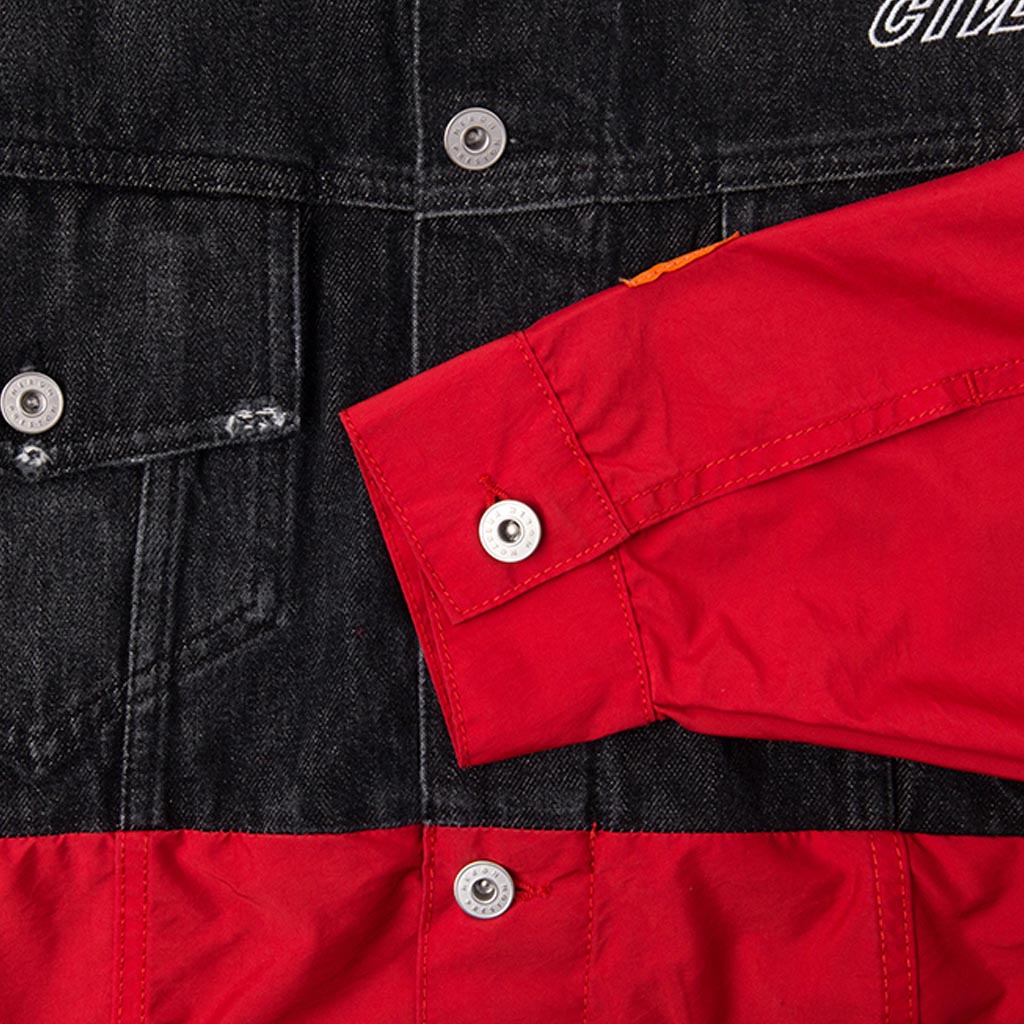 デニム ナイロン ジャケット - ブラック/レッド – Feature