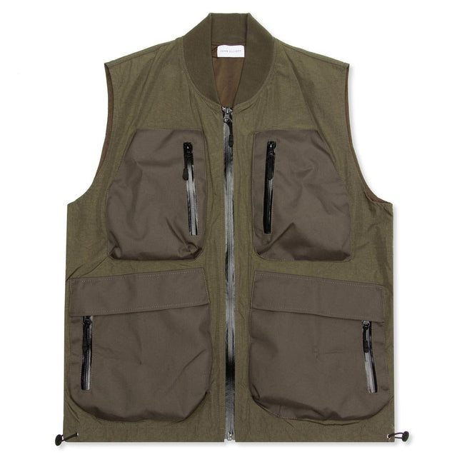 High Shrunk Nylon Utility Vest - Olive – Feature