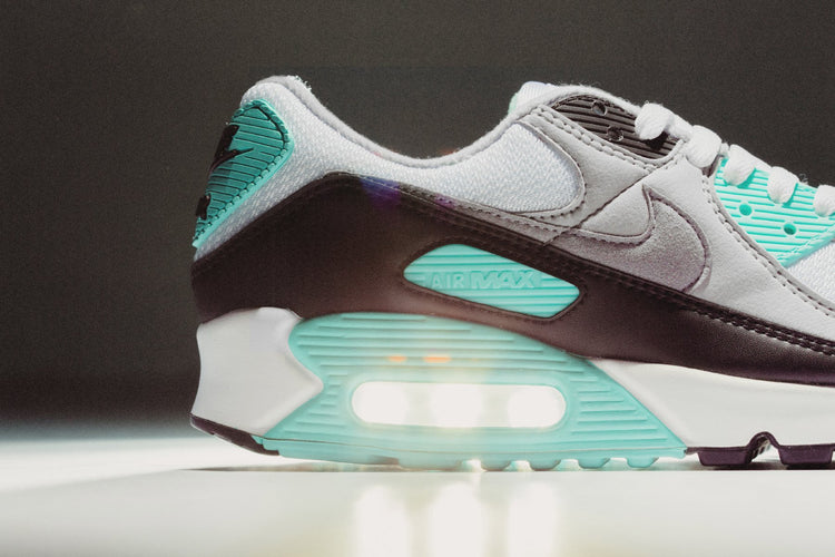 Mens Nike Air Max 90 White/particle Grey Hyper Turq Nike Air Max 90 White/Particle Grey-Hyper Turquoise-Blanc  main image 3