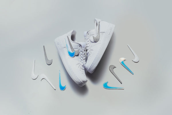 Nike air force clearance 1-100 white iridescent swoosh