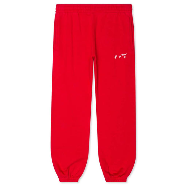 Diag OW Logo Shorten Sweat Pant - Red/White