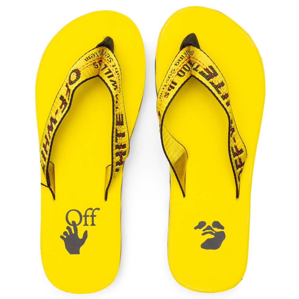 Off white yellow flip flops best sale