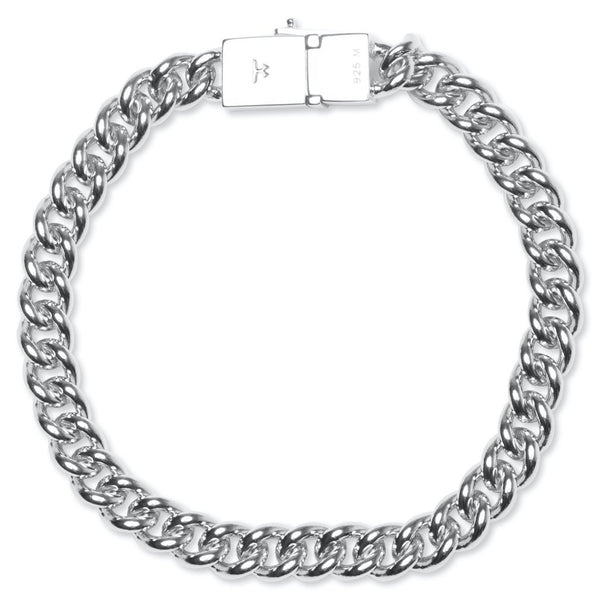 Rounded Curb Bracelet Thick - 925 Sterling Silver