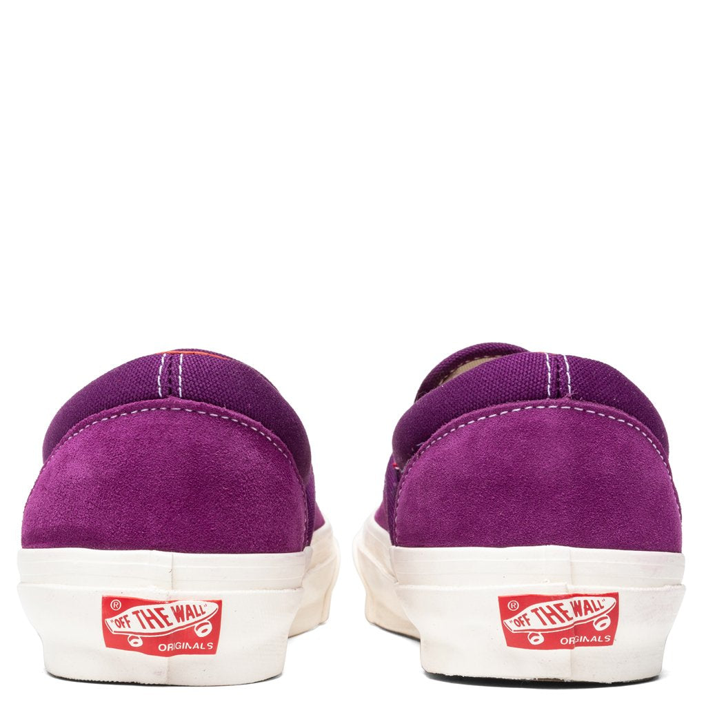 靴 VANS vault OG CLASSIC SLIP ON LX GRAPE Vans Vault OG Classic Suede Slip On LX - Grape Juice/Racing Red
