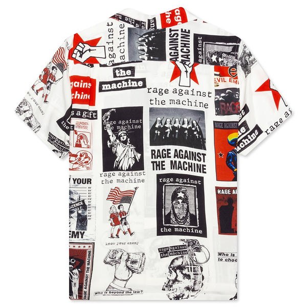 Rage Against The Machine S/S Hawaiian Shirt - White – Feature